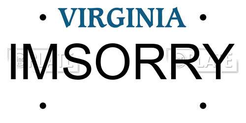 IMSORRY Virginia License Plate