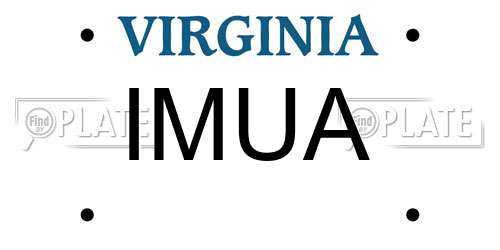 IMUA Virginia License Plate