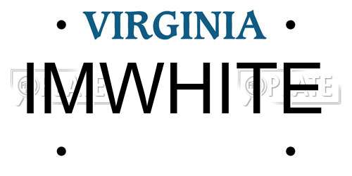 IMWHITE Virginia License Plate