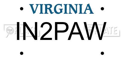 IN2PAW Virginia License Plate