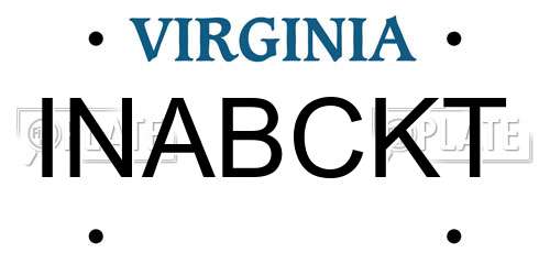 INABCKT Virginia License Plate