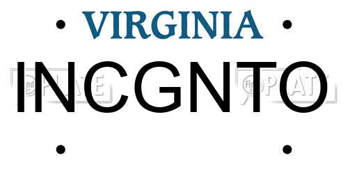 INCGNTO Virginia License Plate