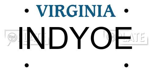 INDYOE Virginia License Plate