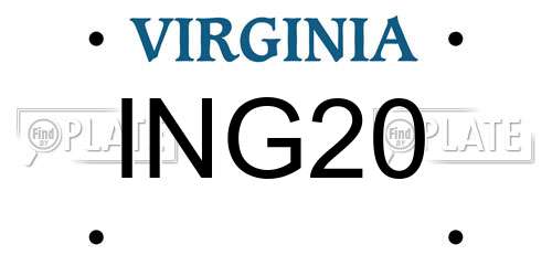 ING20 Virginia License Plate