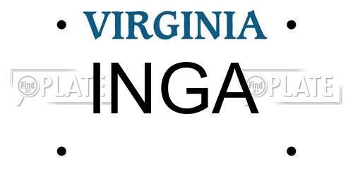 INGA Virginia License Plate