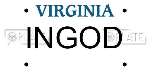 INGOD Virginia License Plate