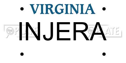 INJERA Virginia License Plate