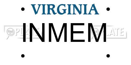INMEM Virginia License Plate