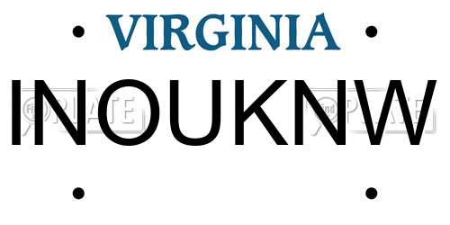 INOUKNW Virginia License Plate
