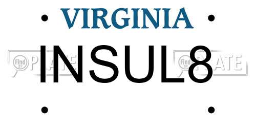 INSUL8 Virginia License Plate
