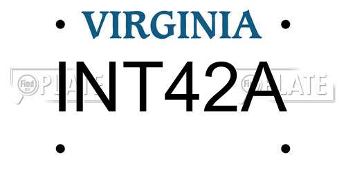 INT42A Virginia License Plate