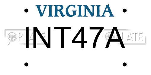 INT47A Virginia License Plate