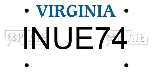INUE74 Virginia License Plate