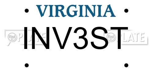 INV3ST Virginia License Plate