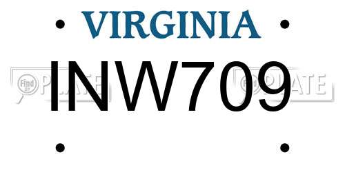 INW709 Virginia License Plate