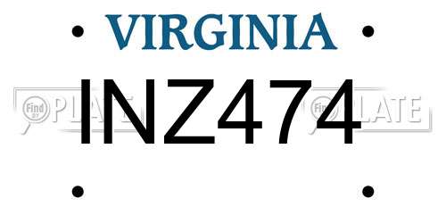 INZ474 Virginia License Plate
