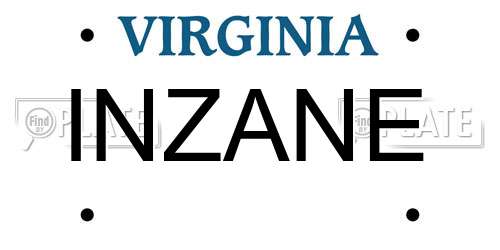 INZANE Virginia License Plate