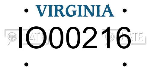 IO00216 Virginia License Plate