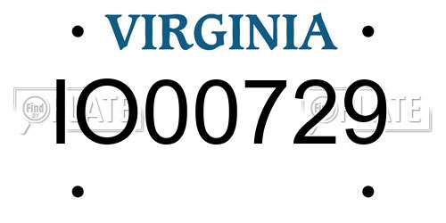 IO00729 Virginia License Plate