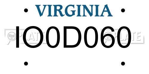 IO0D060 Virginia License Plate