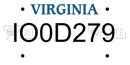 IO0D279 Virginia License Plate