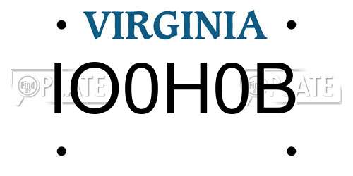 IO0H0B Virginia License Plate