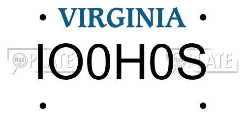 IO0H0S Virginia License Plate