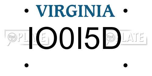 IO0I5D Virginia License Plate