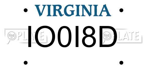 IO0I8D Virginia License Plate
