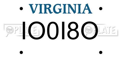 IO0I8O Virginia License Plate