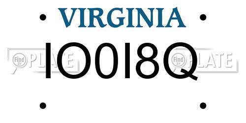 IO0I8Q Virginia License Plate