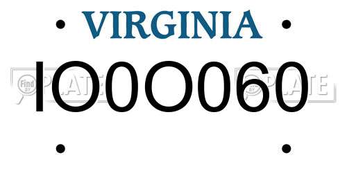 IO0O060 Virginia License Plate