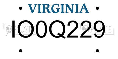 IO0Q229 Virginia License Plate
