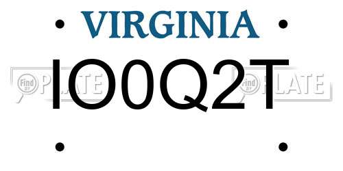 IO0Q2T Virginia License Plate