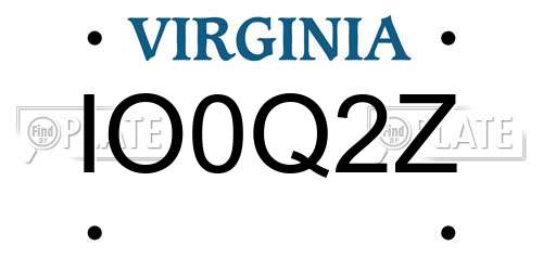 IO0Q2Z Virginia License Plate