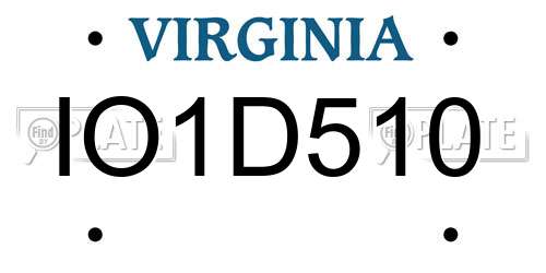 IO1D510 Virginia License Plate