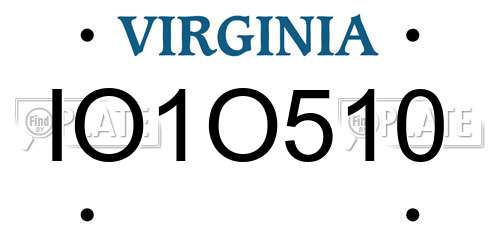 IO1O510 Virginia License Plate