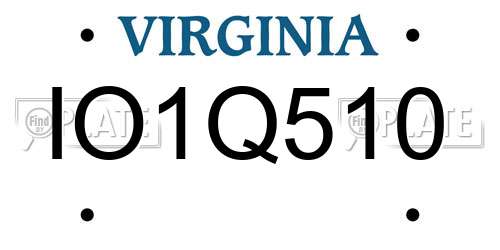 IO1Q510 Virginia License Plate