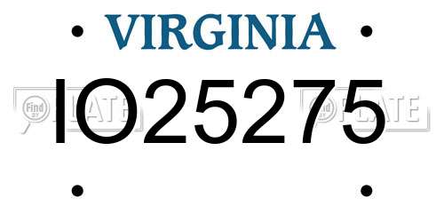 IO25275 Virginia License Plate