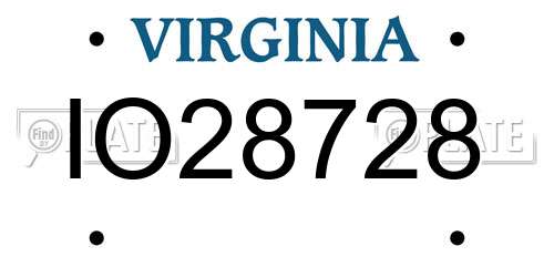 IO28728 Virginia License Plate