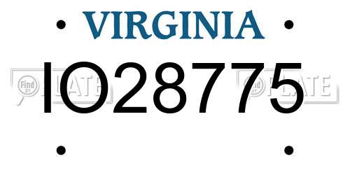 IO28775 Virginia License Plate