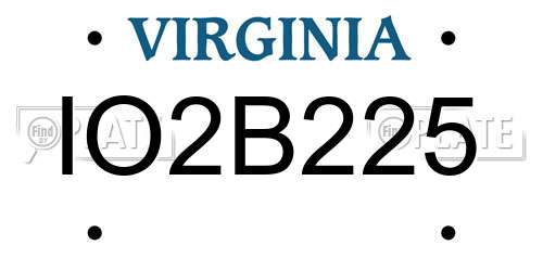 IO2B225 Virginia License Plate