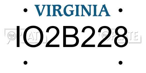 IO2B228 Virginia License Plate