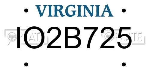 IO2B725 Virginia License Plate