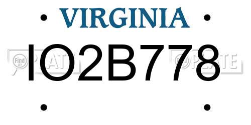 IO2B778 Virginia License Plate
