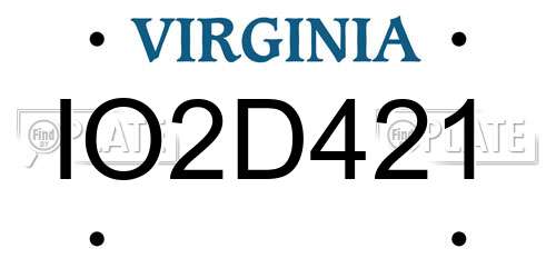 IO2D421 Virginia License Plate