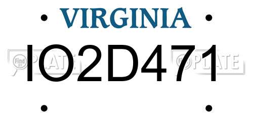 IO2D471 Virginia License Plate