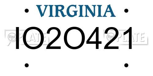 IO2O421 Virginia License Plate