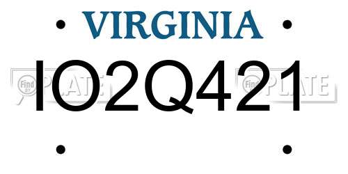 IO2Q421 Virginia License Plate