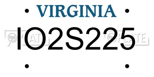 IO2S225 Virginia License Plate